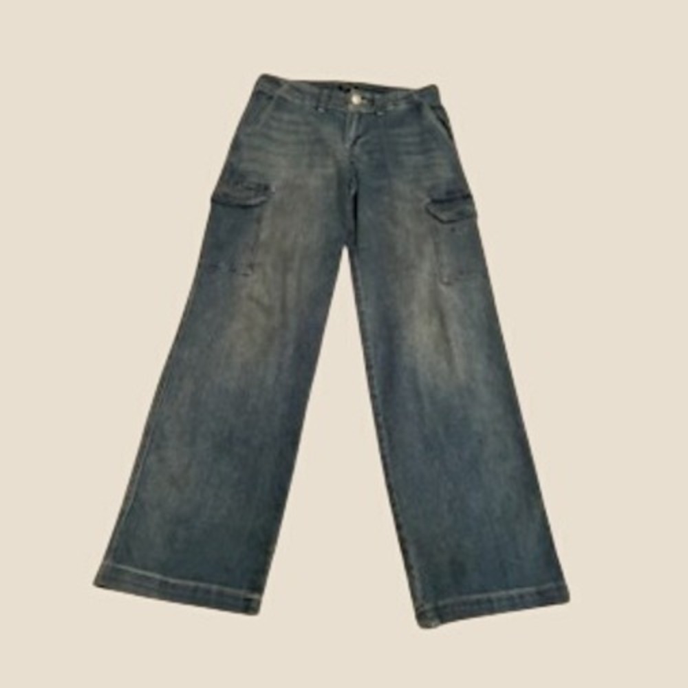 True Religion Vintage Y2K Cargo Jeans Wide Leg Medium Wash Blue Denim Size 29